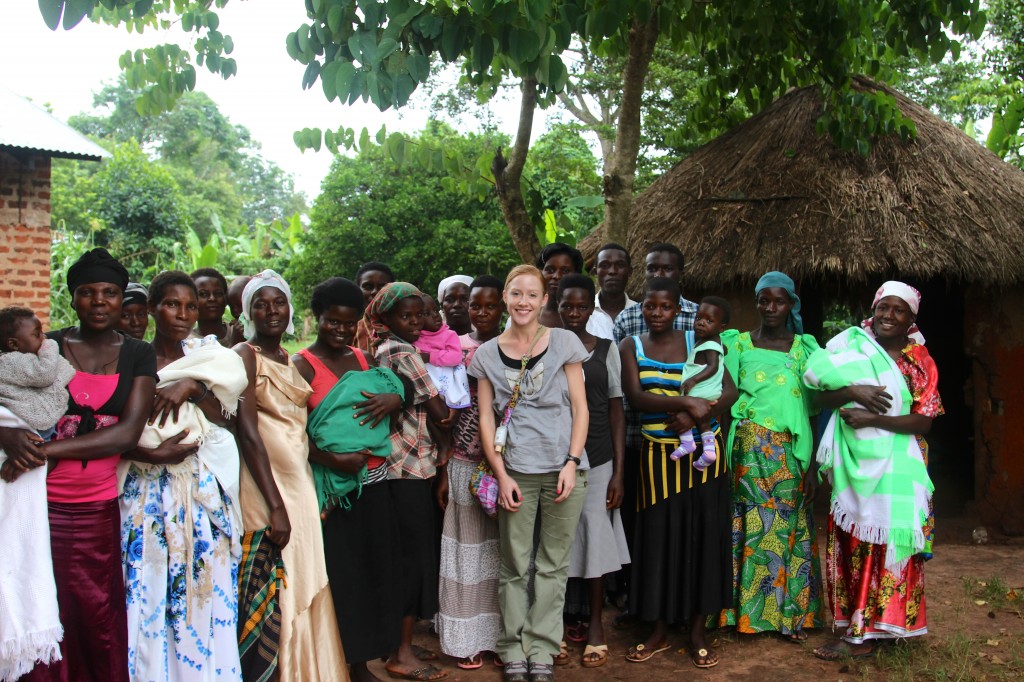 Brandie Nonnecke with mothers at one of the Nutrition Education Centers