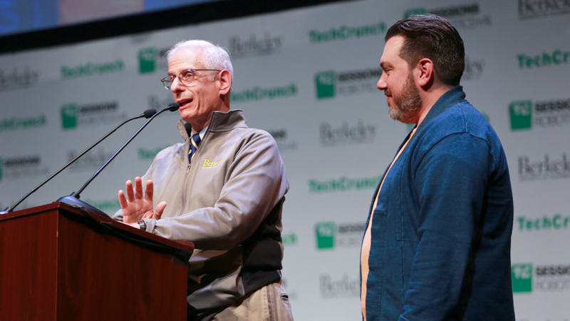 Randy Katz, UC Berkeley Vice Chancellor for Research and former interim CITRIS director before its founding in 2001, at the dais alongside TechCrunch Editor-in-Chief Matthew Panzarino.