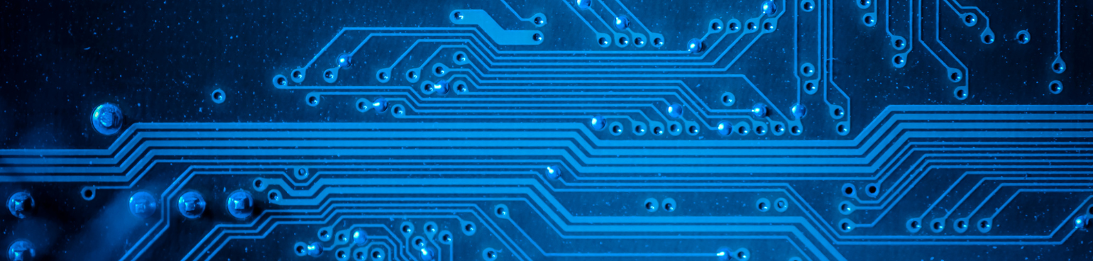 Close-up of a blue computer chip.